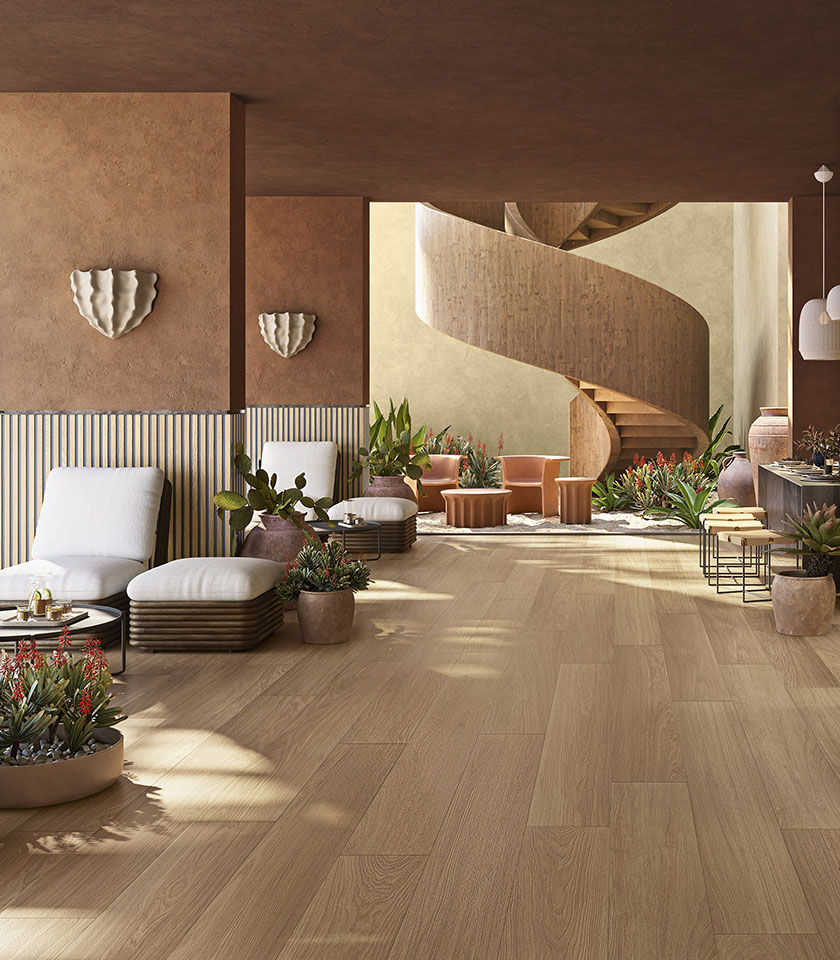 Scopri come le superfici effetto legno Lea Ceramiche trasformano gli interni in spazi caldi, armoniosi e contemporanei, tra natura, comfort e design.